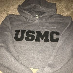 gray USMC cropped hoodie